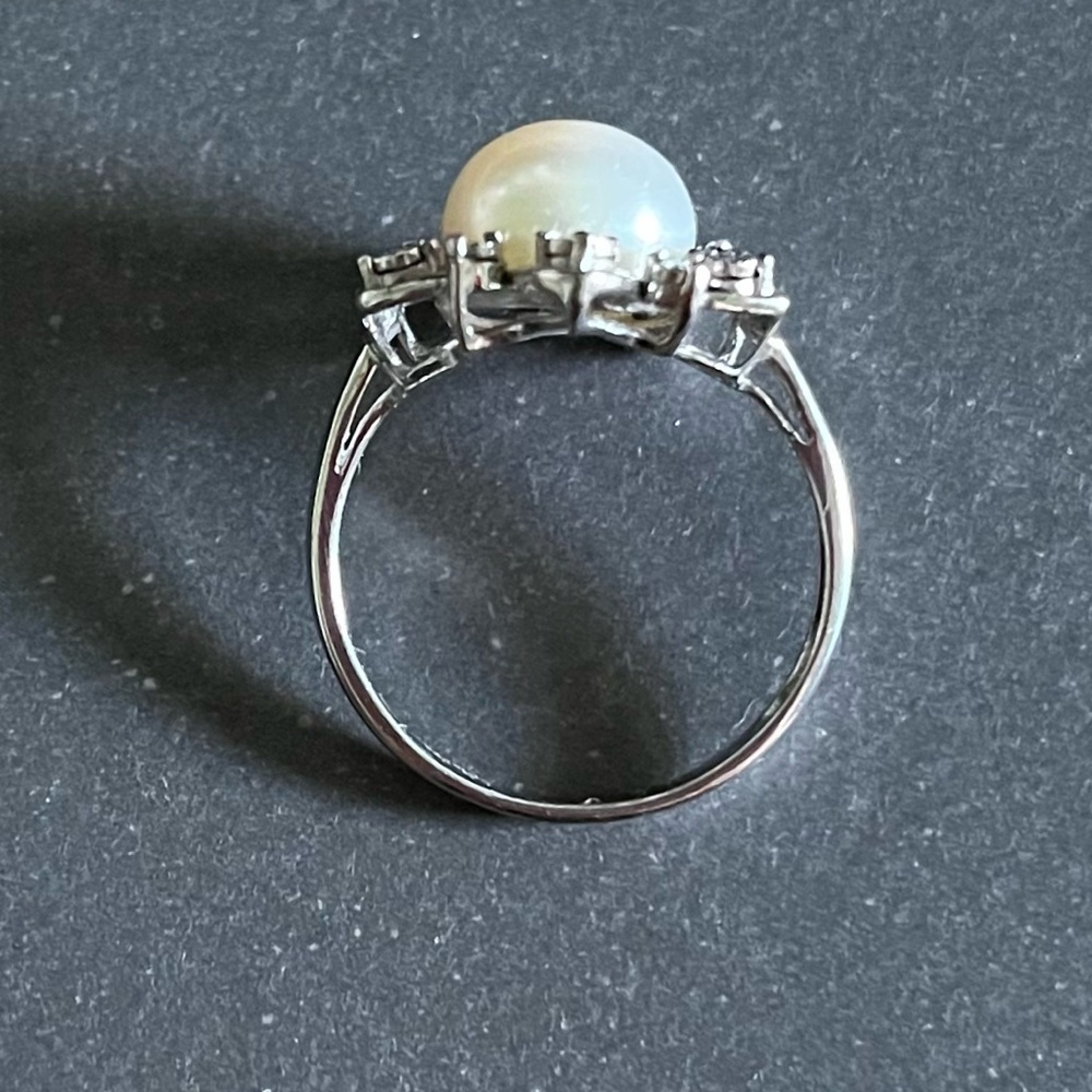๐HP๐ Sterling Silver, Imperial Pearl, and Diamond Halo Ring, Size 7 - Picture 3 of 10